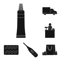 Vector design of pharmacy and hospital logo. Set of pharmacy and business stock symbol for web.