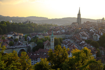 Fototapeta premium Panoramic view of historic city center Bern, Switzerland