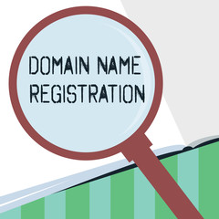 Word writing text Domain Name Registration. Business concept for Own an IP Address Identify a particular Webpage .