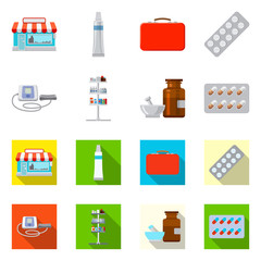Isolated object of pharmacy and hospital logo. Set of pharmacy and business vector icon for stock.