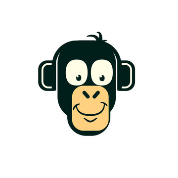 Monkey head with ears or headphones.
