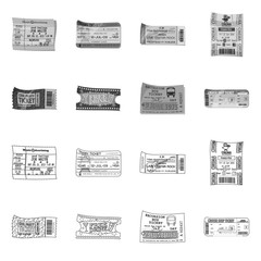 Vector design of ticket and admission icon. Set of ticket and event stock vector illustration.