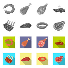 Vector design of meat and ham logo. Collection of meat and cooking stock symbol for web.