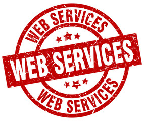 web services round red grunge stamp