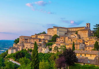 Fototapeta na wymiar Todi (Umbria, Italy) - The suggestive medieval town of Umbria region, in a summer evening. Here a view of historic center.