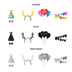 Vector illustration of party and birthday logo. Collection of party and celebration stock symbol for web.