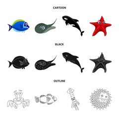 Naklejka premium Isolated object of sea and animal icon. Set of sea and marine stock symbol for web.