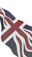 Waving flag of the Great Britain. British flag. United Kingdom of Great Britain and Northern Ireland. State symbol of the UK. 3D illustration