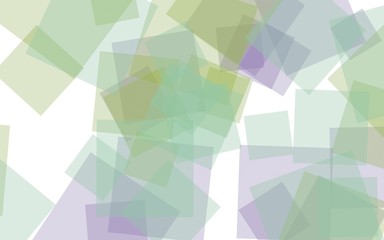 Multicolored translucent squares on white background. Green tones. 3D illustration