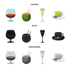 Vector design of drink and bar icon. Collection of drink and party vector icon for stock.