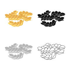 Vector design of pasta and carbohydrate logo. Set of pasta and macaroni vector icon for stock.