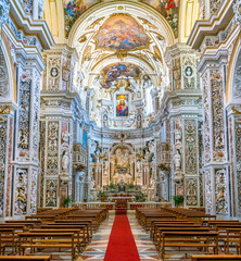Obraz premium Interior sight in the baroque Church of the Gesù in Palermo. Sicily, Italy.