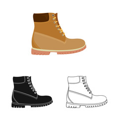 Vector illustration of shoe and footwear icon. Collection of shoe and foot stock symbol for web.