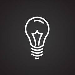 Light bulb idea thin line on black background icon