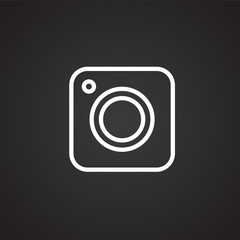 Modern media camera on black background icon