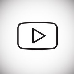 Play button on screen thin line on white background icon