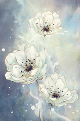 watercolor drawing of flowers in soft colors