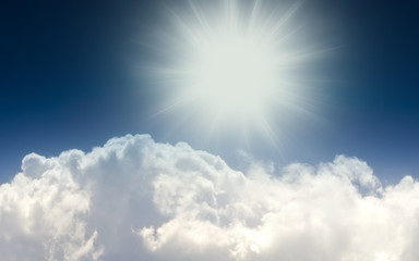 Naklejka na ściany i meble Cumulon cloud clouds, sun and blue sky 