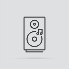 Audio speaker icon in flat style isolated on grey background.