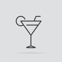 Cocktail icon in flat style isolated on grey background.