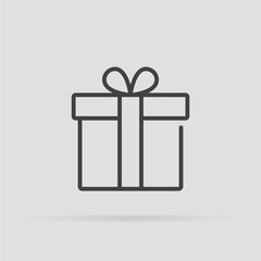 Gift icon in flat style isolated on grey background.
