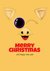 Christmas card with pig face