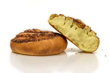twisted bun with cinnamon isolated on white background
