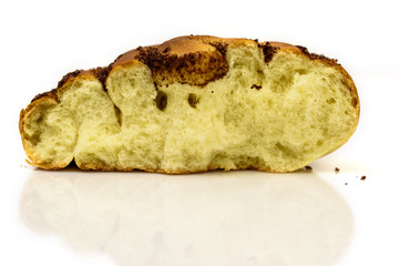 twisted bun with cinnamon isolated on white background