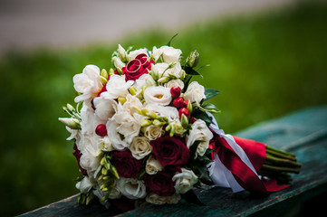 Wedding bouquet on the grass