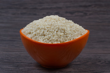 indian basmati rice isolated on texture background.