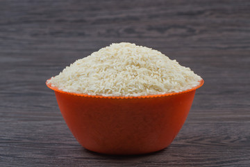 indian basmati rice isolated on texture background.