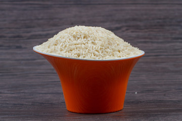 indian basmati rice isolated on texture background.