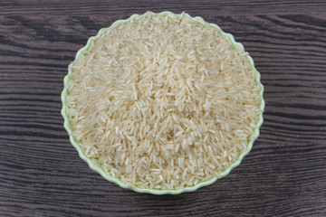 indian basmati rice isolated on texture background.