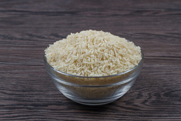 indian basmati rice isolated on texture background.