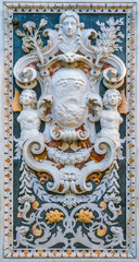 Fototapeta na wymiar Baroque bas relieft in the Church of Santa Caterina in Palermo. Sicily, southern Italy.