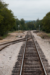 Fototapeta na wymiar A Fork in the RailRoad Burnet Texas