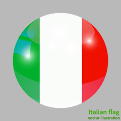 Button with flag of Italy. Vector.