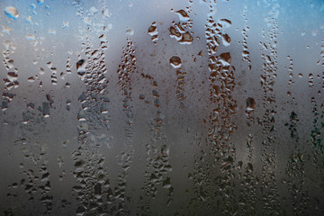 drops on a misted window