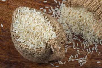 indian basmati rice isolated on texture background.