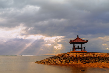 beautiful sunlight on Sanur beach, Bali, Indonesia