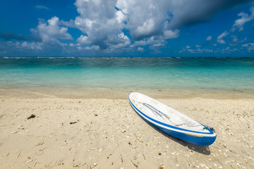 kayaking to the reef on the  beach of Pandava,  Bali. Indonesia