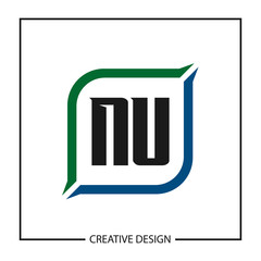 Initial NU Letter Logo Template Design