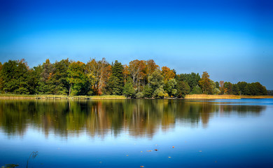 Autumn landscape lake poland