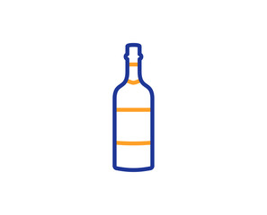 Brandy bottle line icon. Whiskey or Scotch alcohol sign. Colorful outline concept. Blue and orange thin line color icon. Brandy bottle Vector