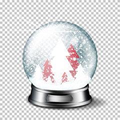 Realistic transparent snowball, isolated.