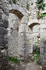 Fototapeta premium The ruins of an old fortress on top of a mountain