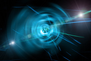 Abstract bright glowing background. Rays with neon glitter