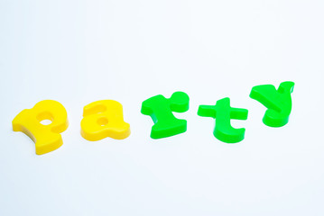 Text party on white background