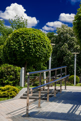 Entrance to the green garden in the open air