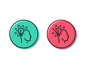 Idea line icon. Human head with light bulb sign. Inspiration symbol. Positive and negative circle buttons concept. Good or bad symbols. Idea Vector